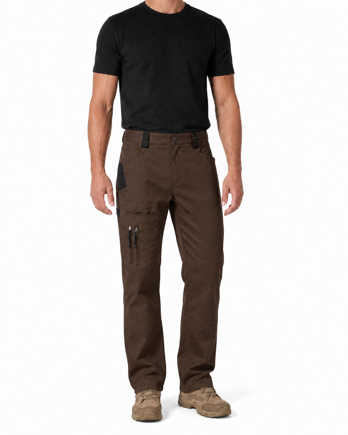 Dark brown men's tool-pocket work pants