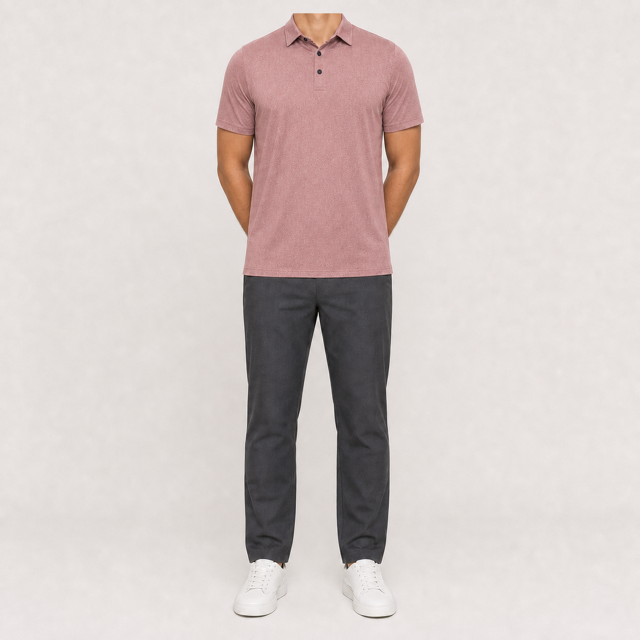 Dusty rose men's heather-texture polo