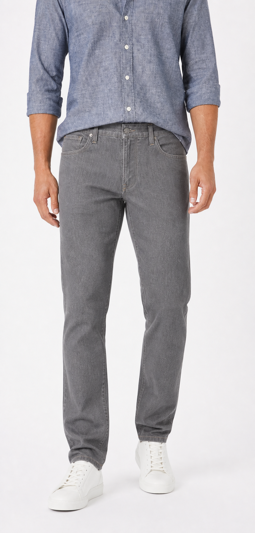 Men's stone gray regular tapered jeans