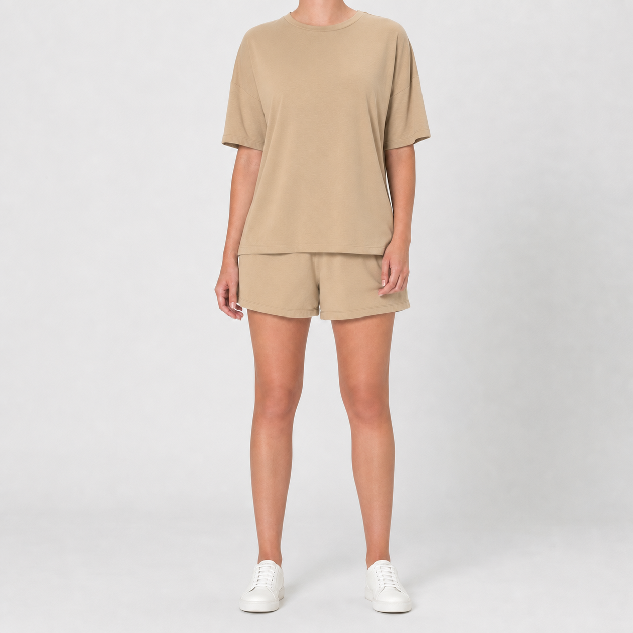 Warm sand women's relaxed top and shorts set
