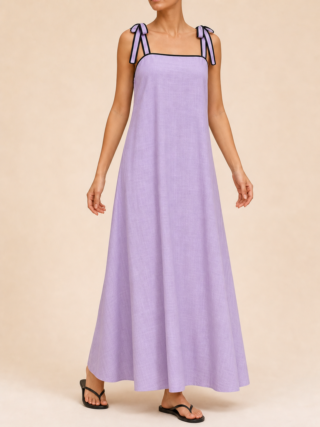 Women's tie-shoulder maxi dress in lavender
