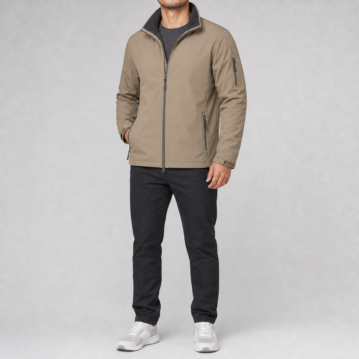 Sand men's hooded full-zip softshell jacket