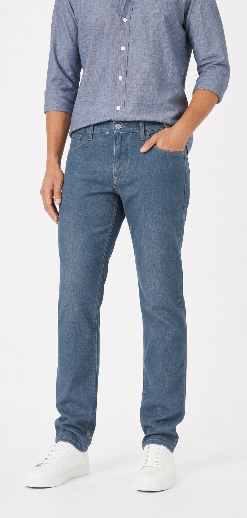 Men's vintage blue regular tapered jeans