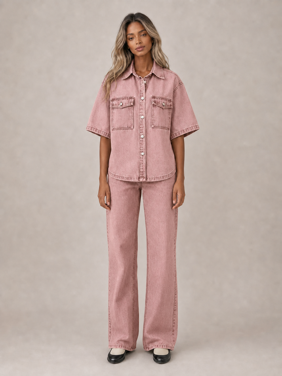 Women's dusty rose denim set