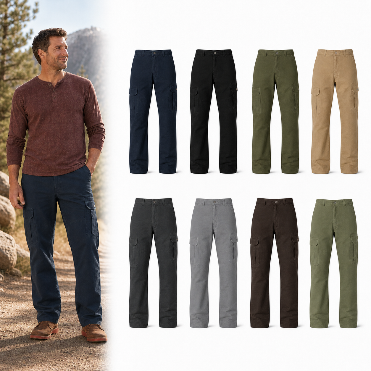 Eight color men's cargo pants set