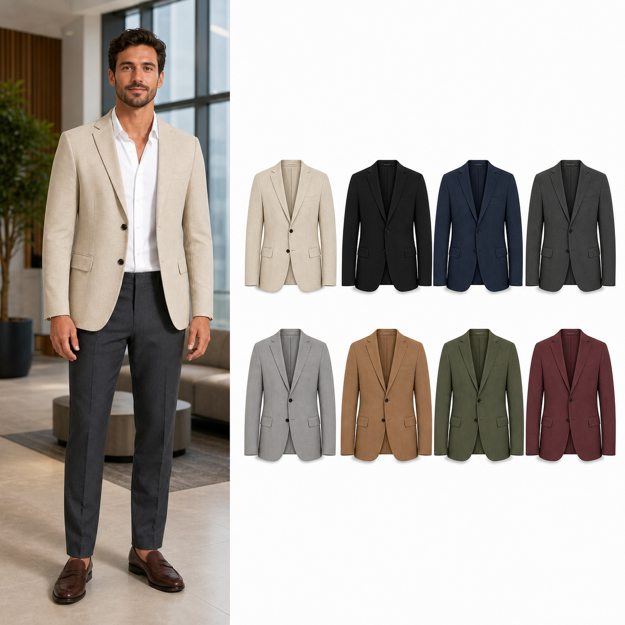 Eight-color men's two-button tailored blazer set