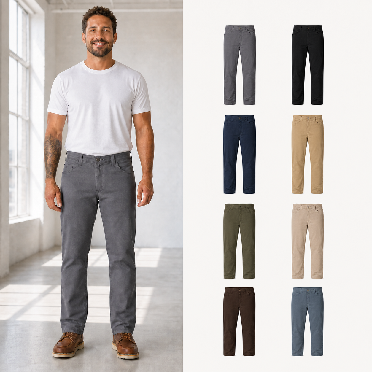 Eight-color men's classic straight-fit pants set