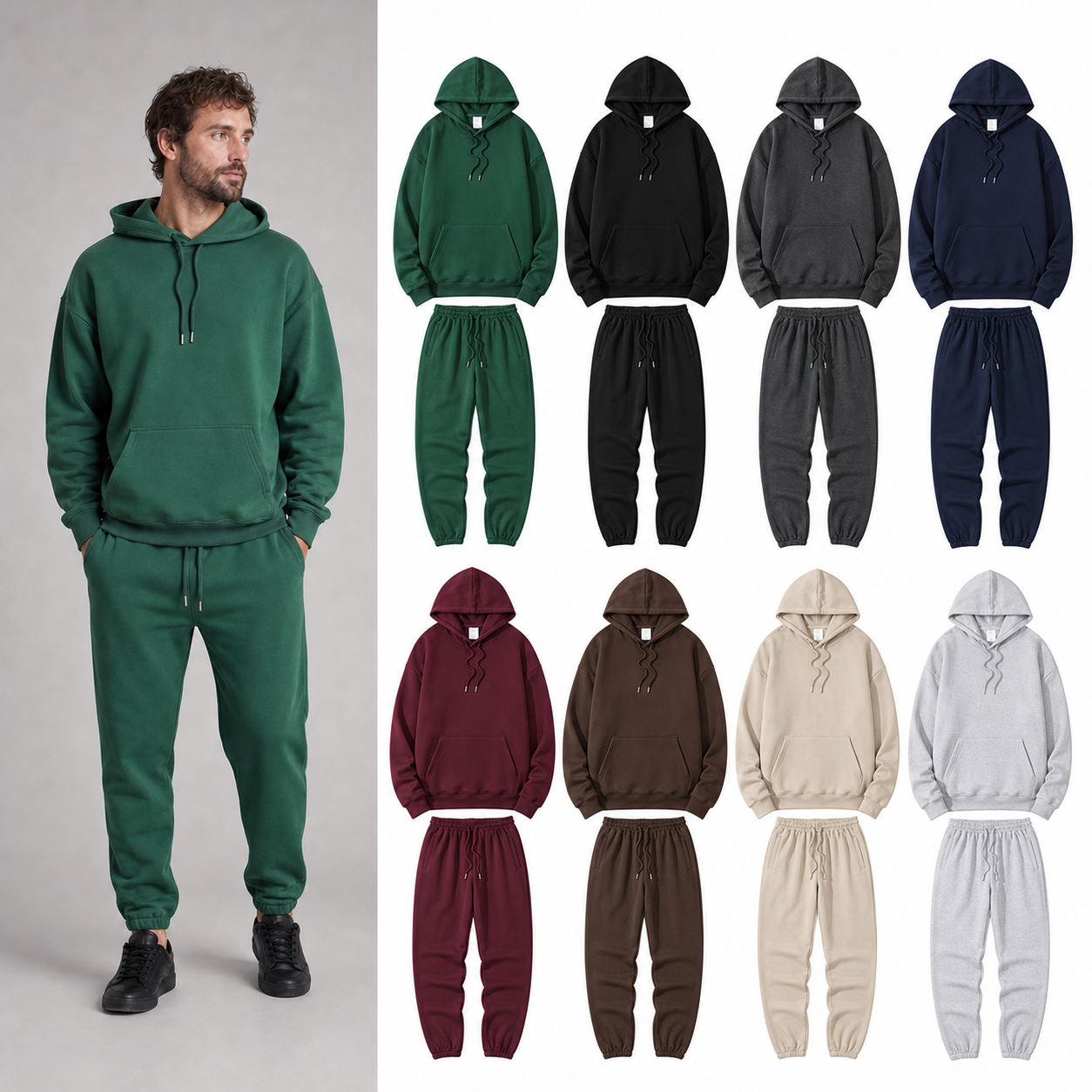 Eight-color pack of men's hoodie and jogger sets
