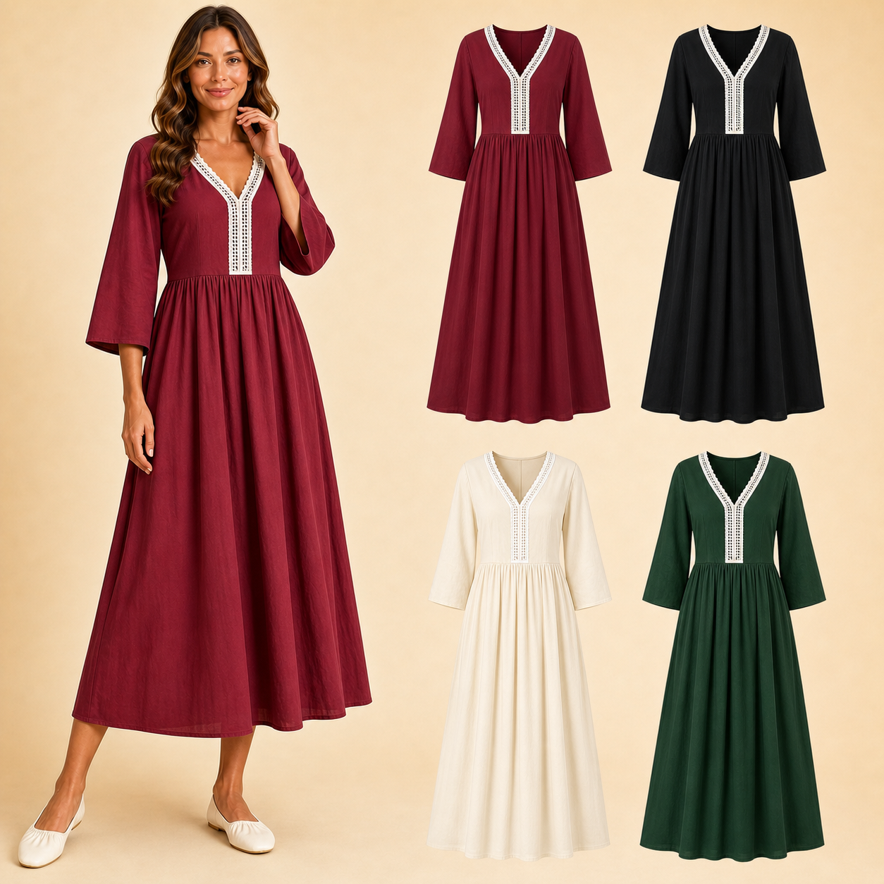 Women's contrast-lace dress mixed four pack A