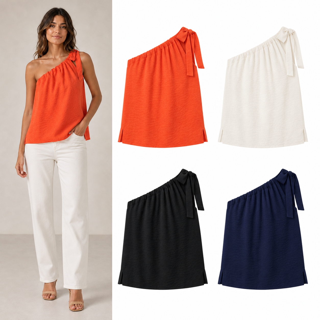 Women's one-shoulder tie loose top mixed four pack A