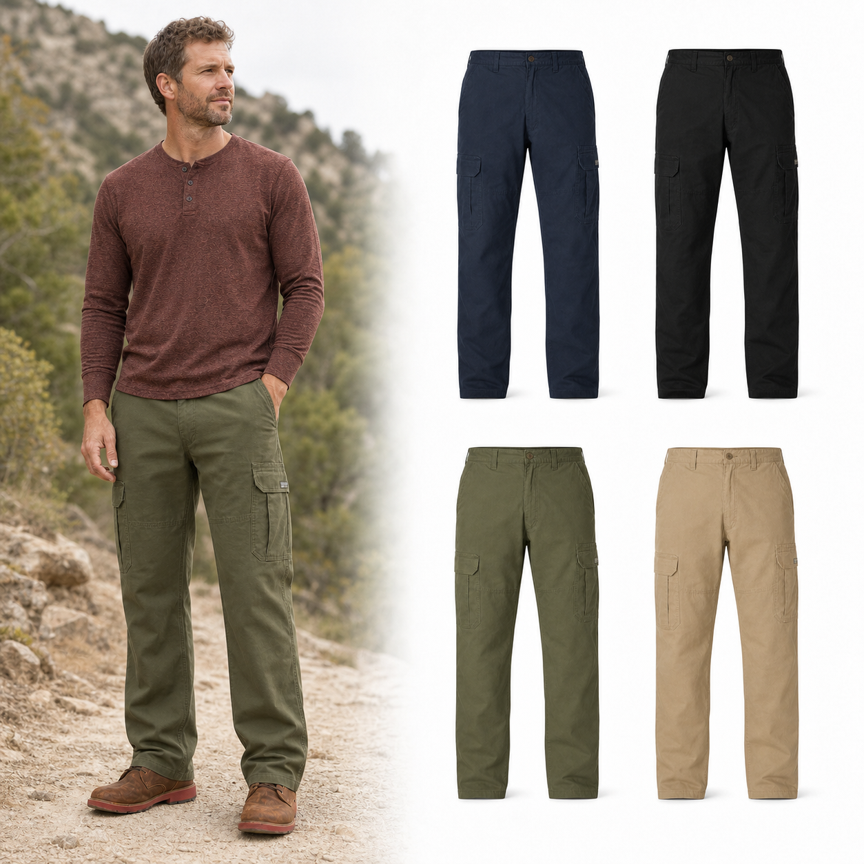 Four color men's cargo pants set A
