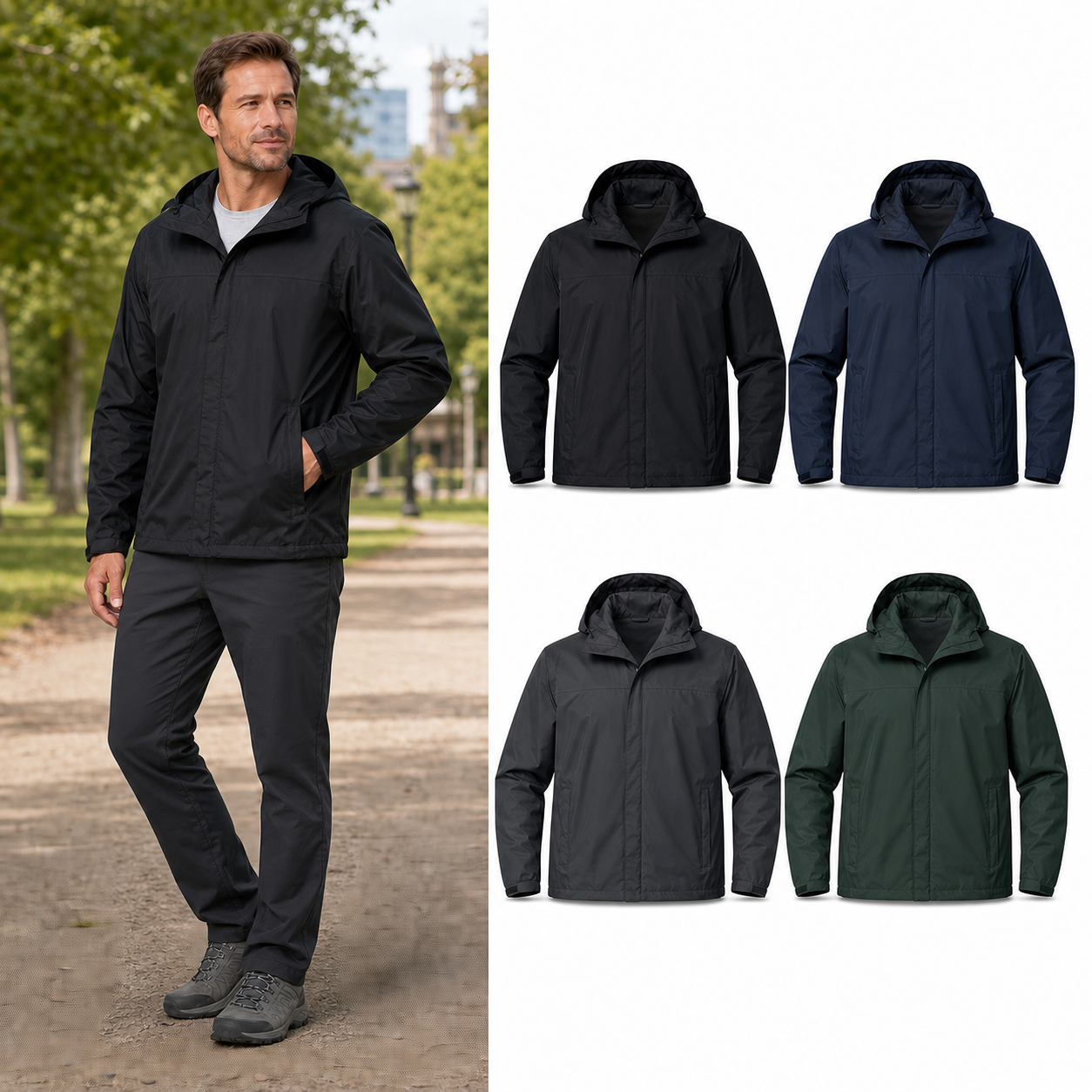 Four-color men's lightweight hooded jacket set A