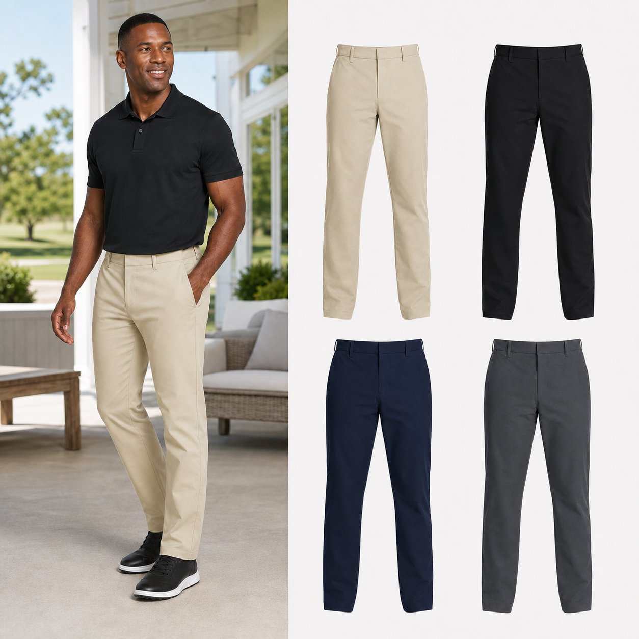Four-color men's straight-leg pants set A
