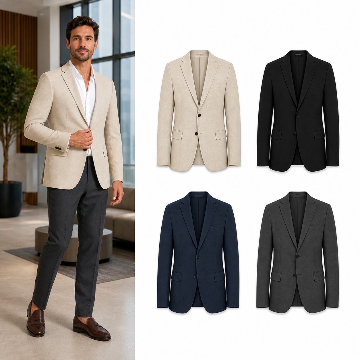 Four-color men's tailored blazer set A