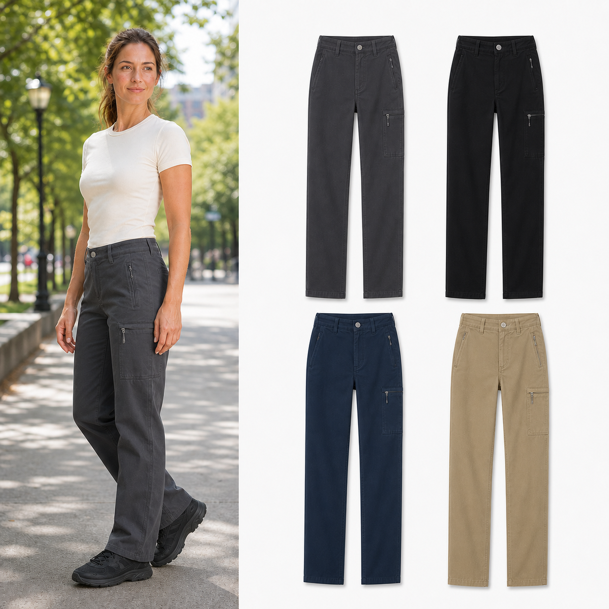 Four-color women's cargo pants set A