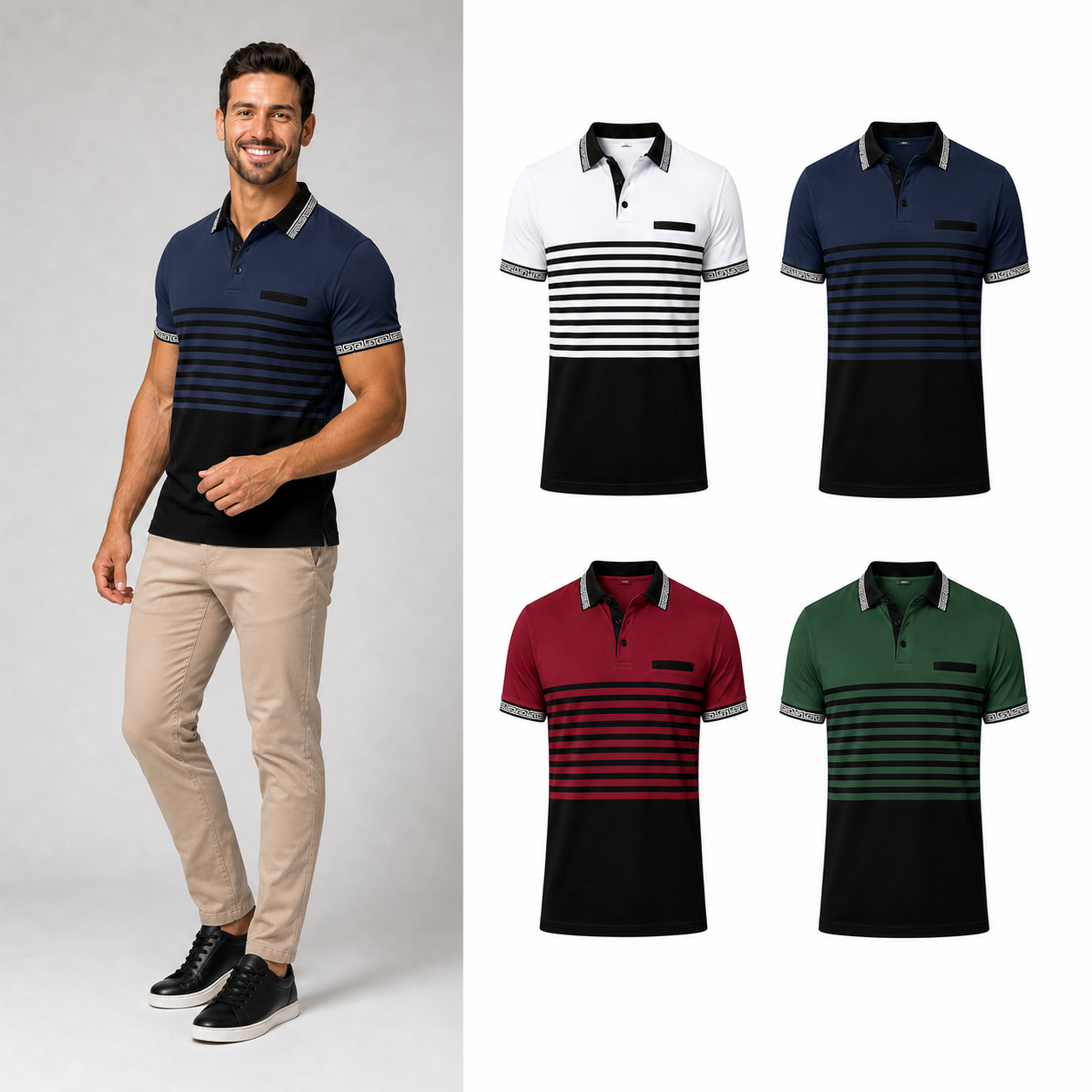 Men's color-block polo mixed four pack A