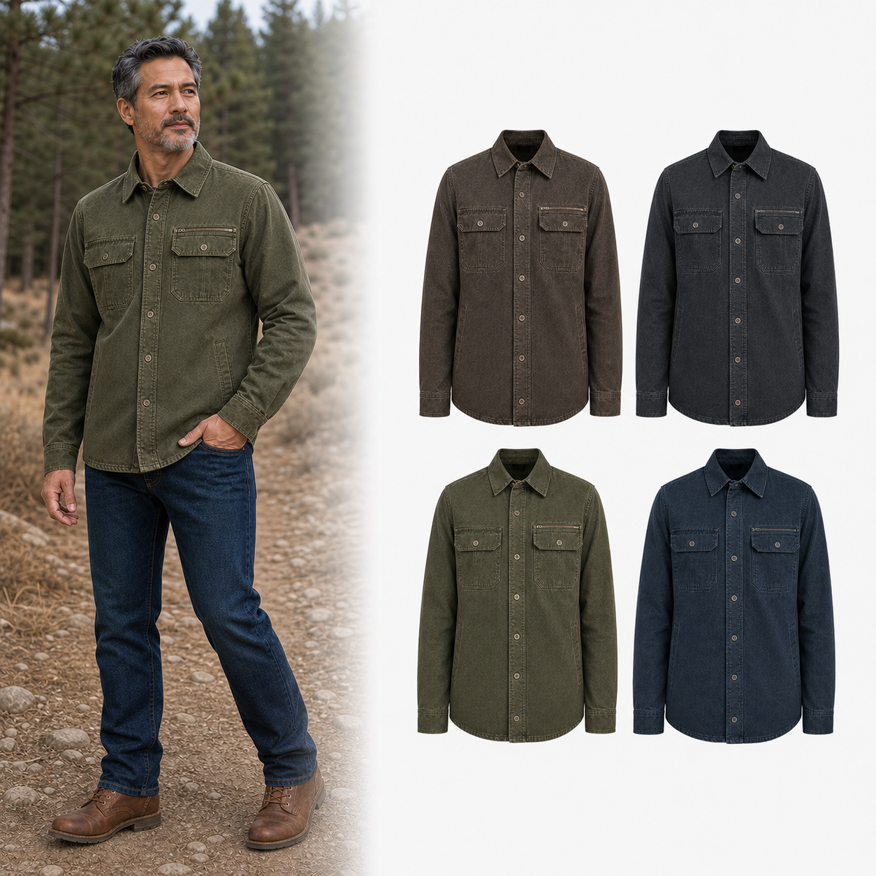 Four-color men's canvas field jacket set A