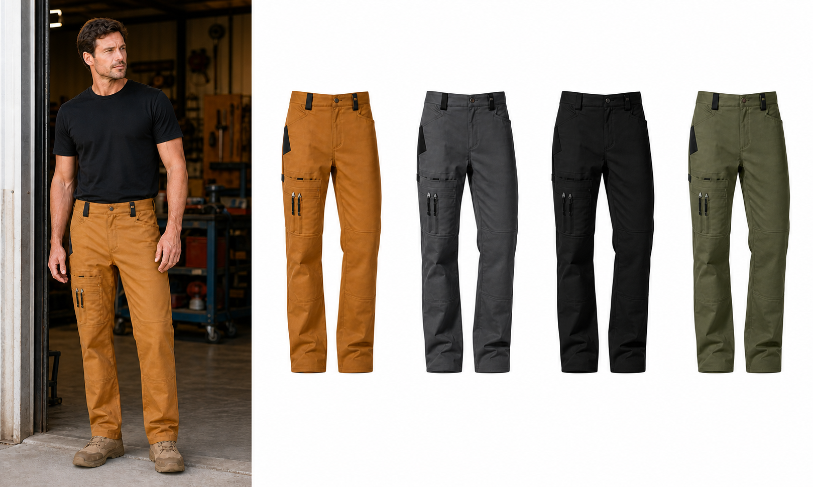 Four-color men's work pants set A