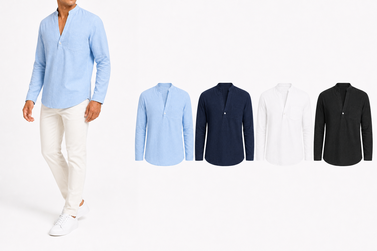 Men's split-neck shirt mixed four pack A