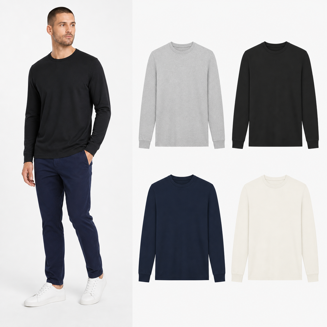 Four-color men's long-sleeve T-shirt set A