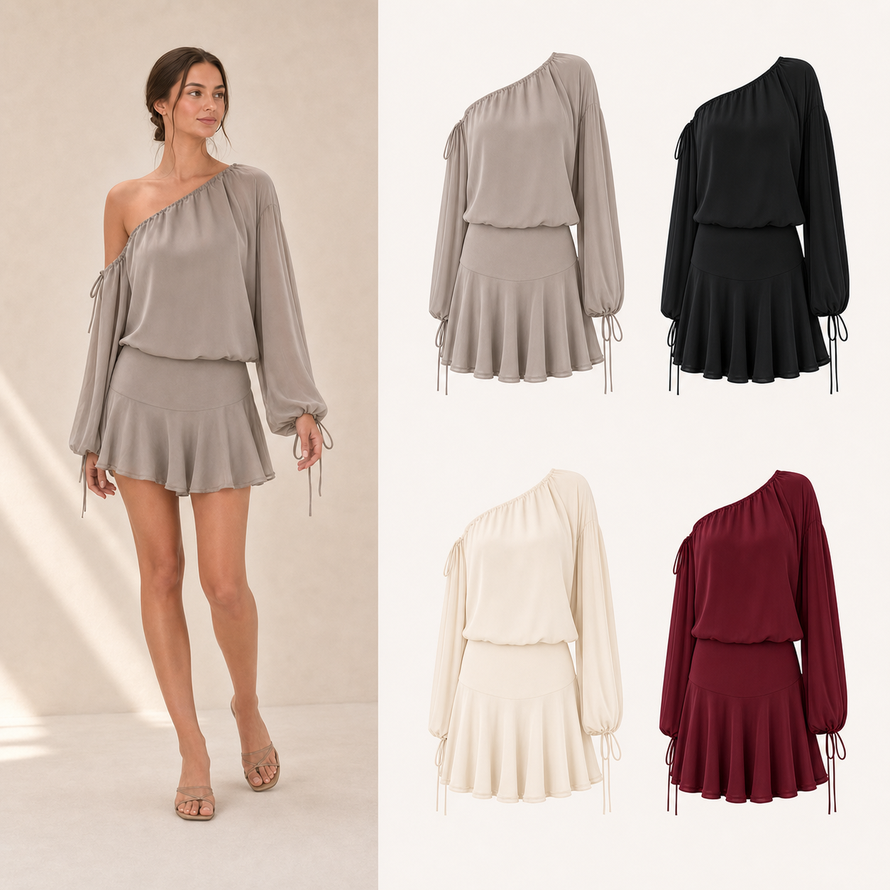 Women's one-shoulder skirt set mixed four pack A