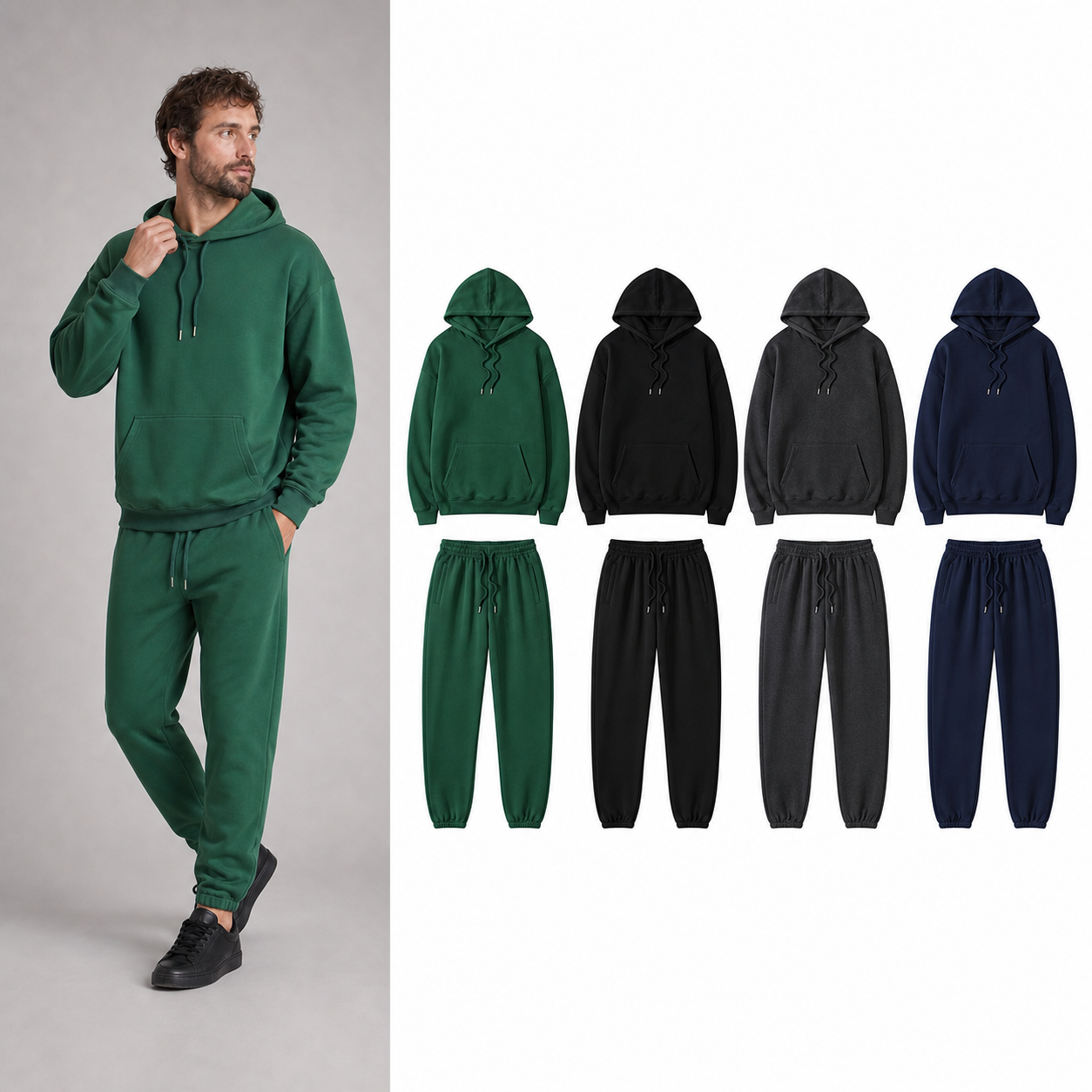 Four-pack A of men's hoodie and jogger sets