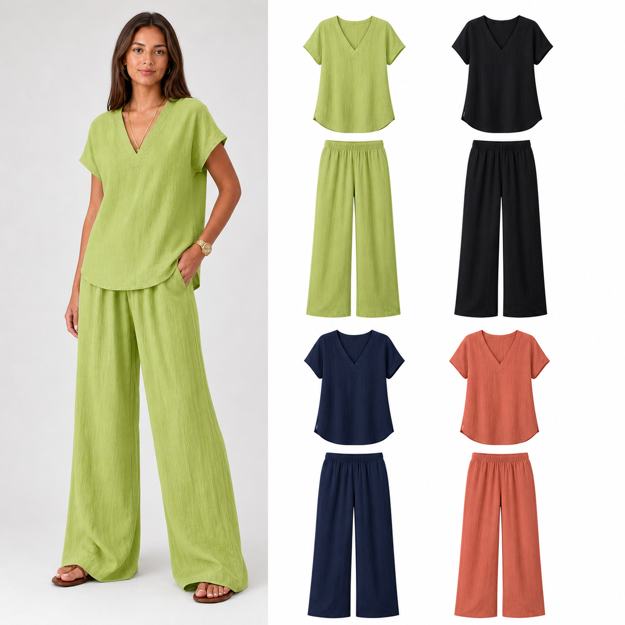 Women's crinkle two-piece set mixed four pack A