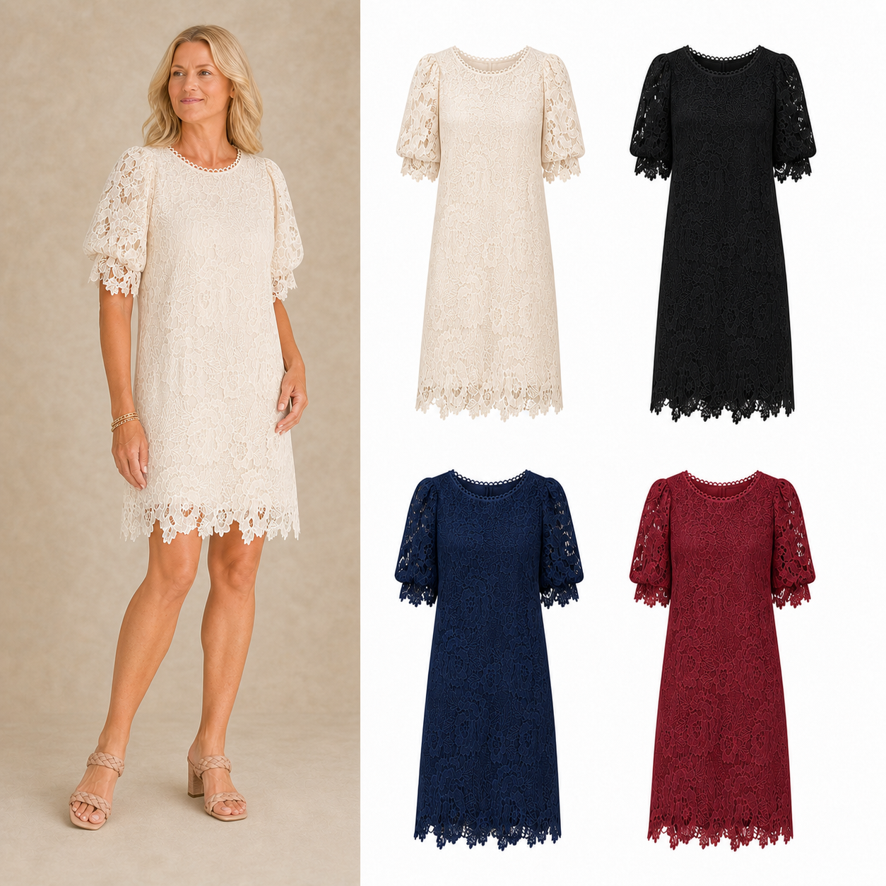 Women's floral lace shift dress mixed four pack A