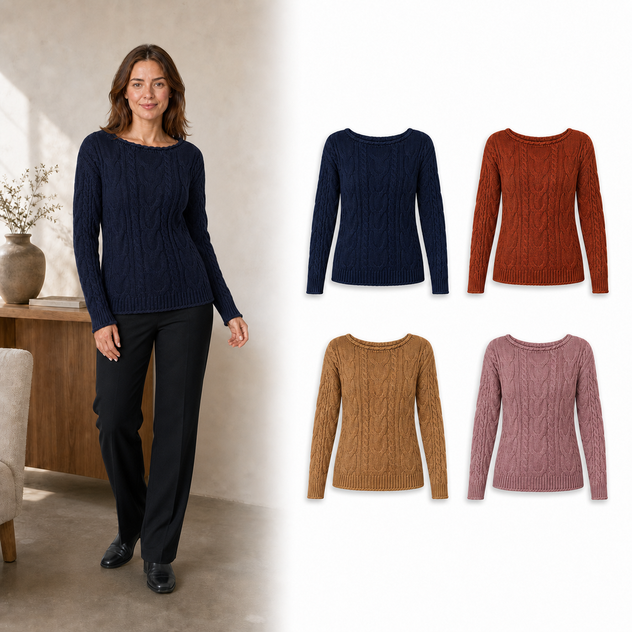Four pack B of women's cable knit sweaters