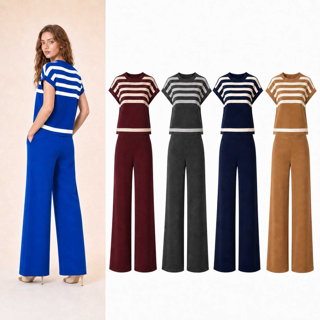 Women's denim shirt and straight jeans four-pack B