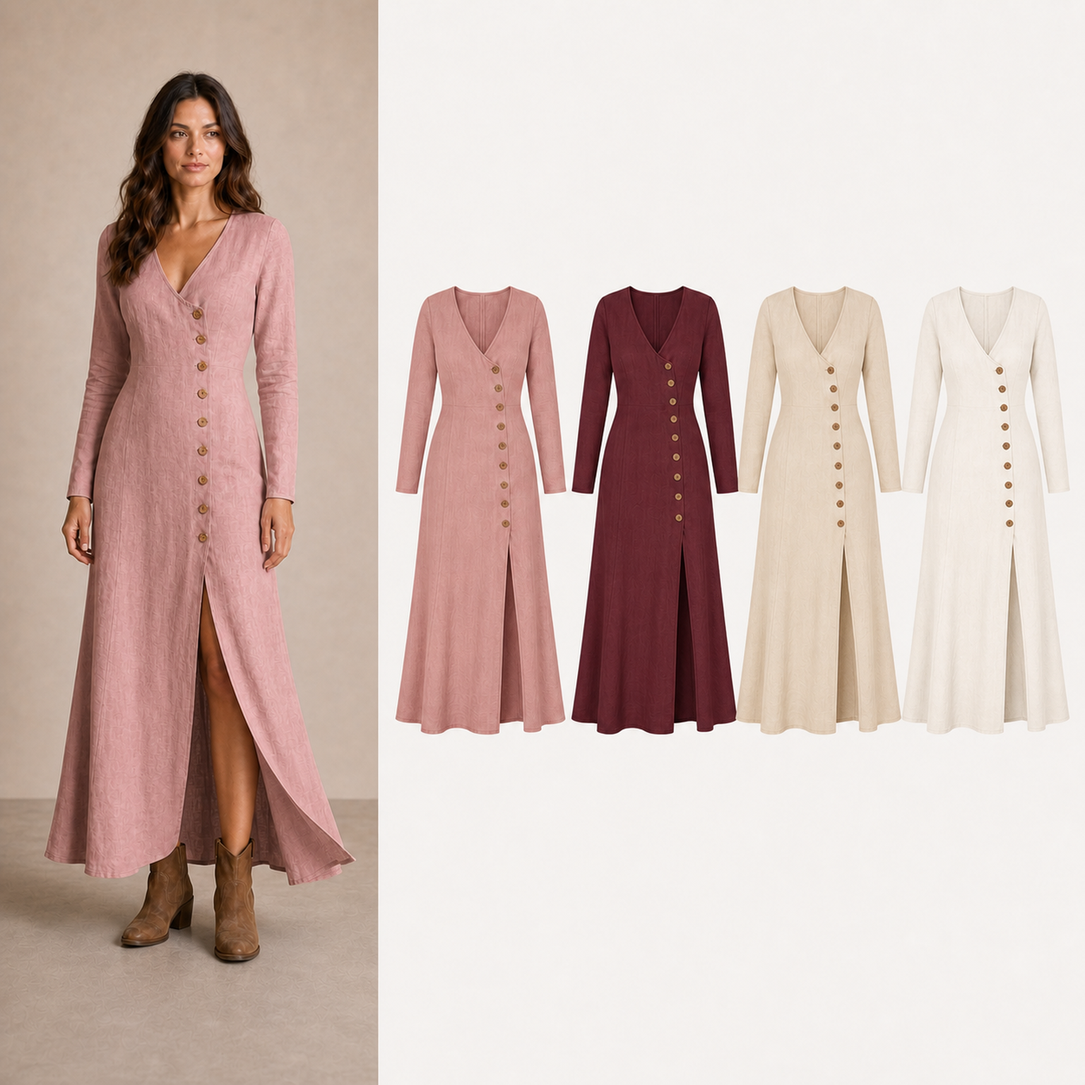 Women's button slit maxi dress mixed four pack B