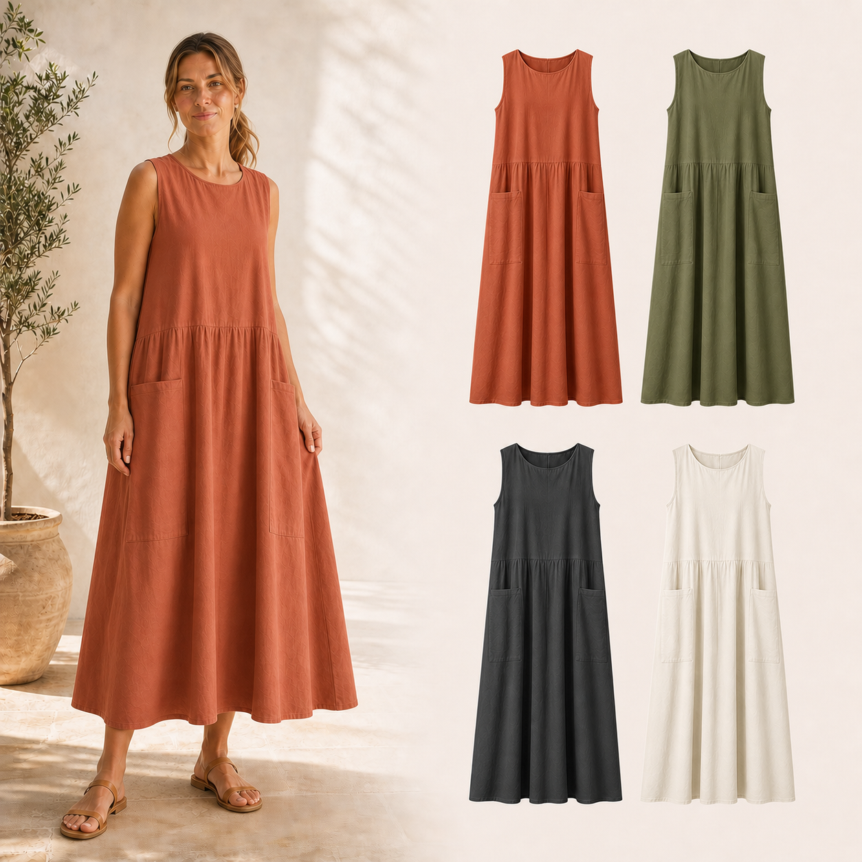 Women's loose utility maxi dress mixed four pack B