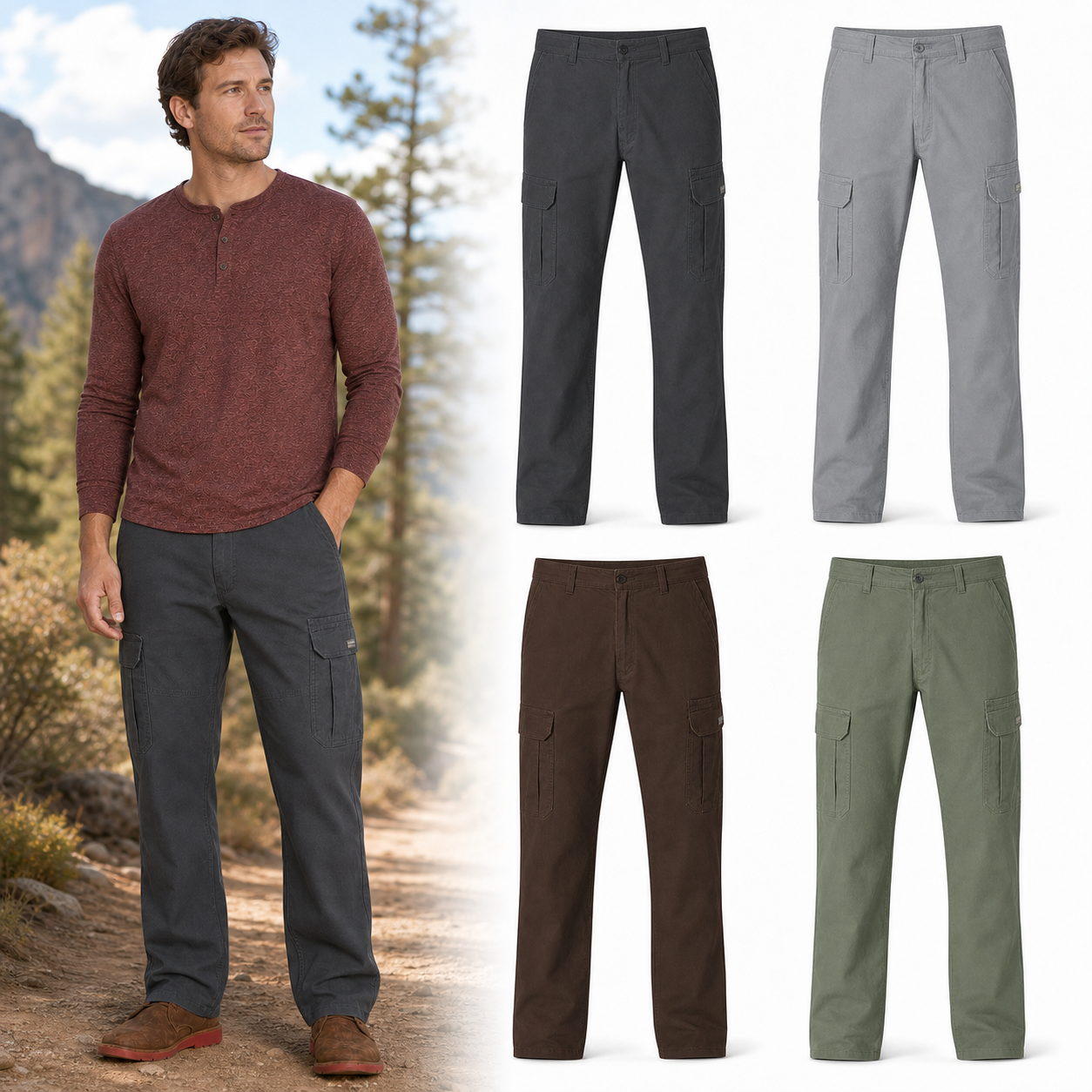 Four color men's cargo pants set B