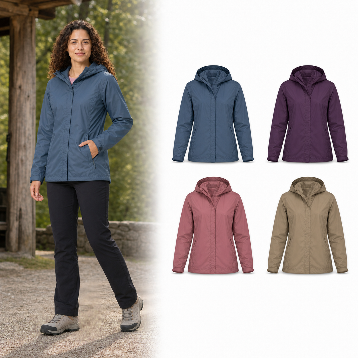 Four-color women's lightweight hooded jacket set B