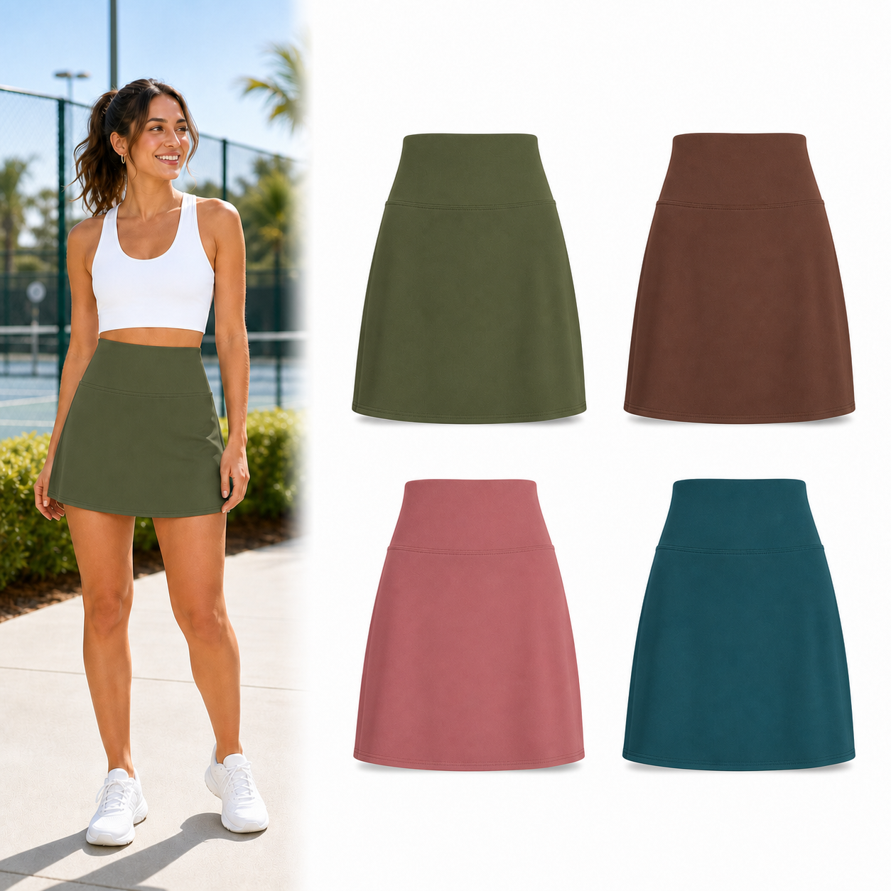 Four color women's A-line mini skirt set B