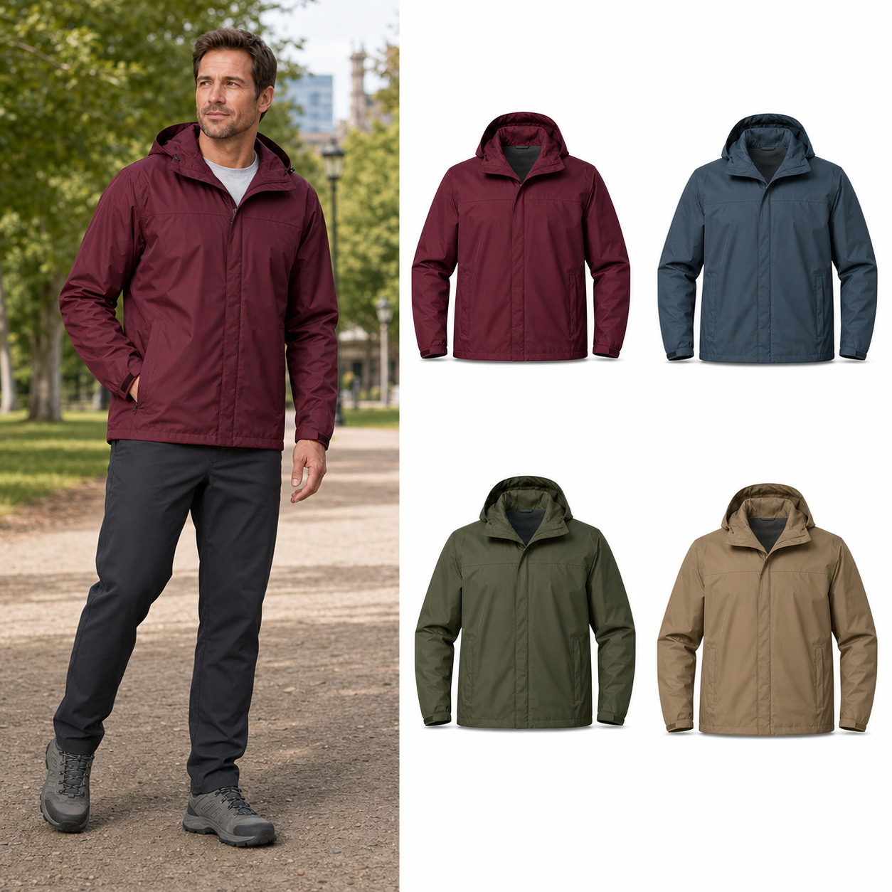 Four-color men's lightweight hooded jacket set B