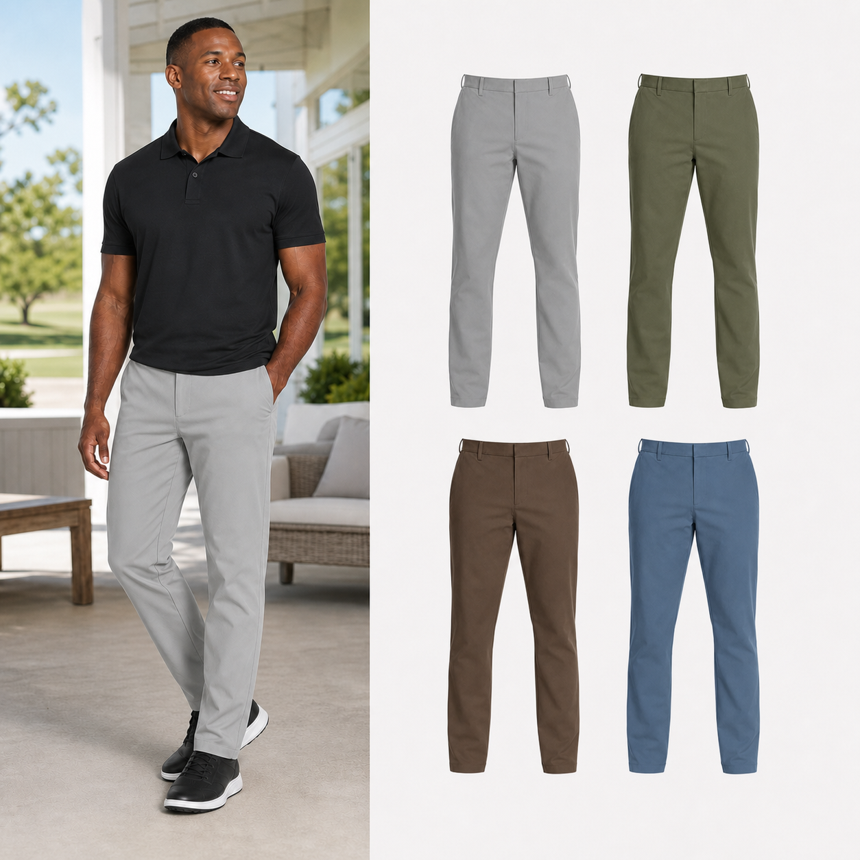 Four-color men's straight-leg pants set B