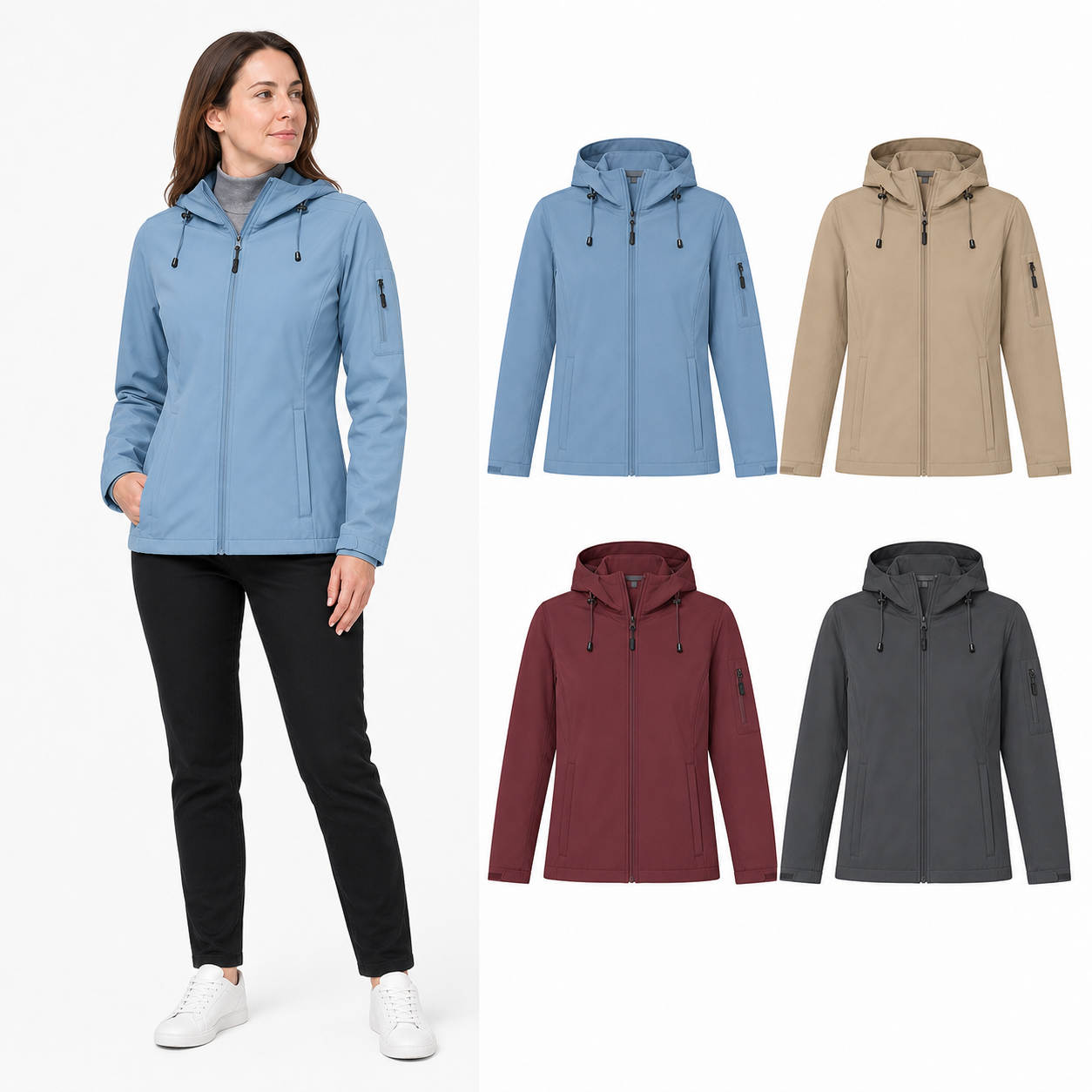 Four color women's lightweight rain jacket set B