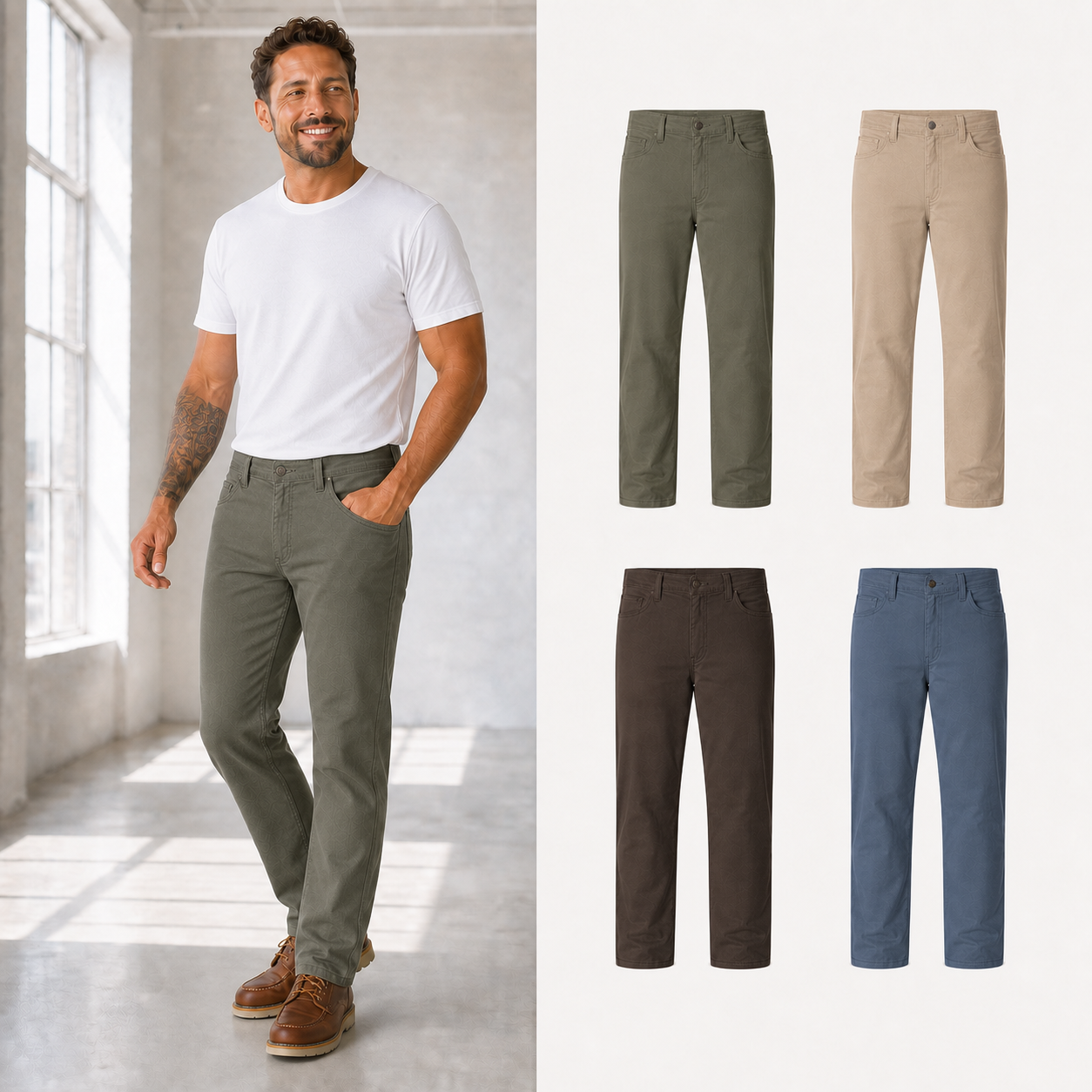 Four-color men's classic straight-fit pants set B