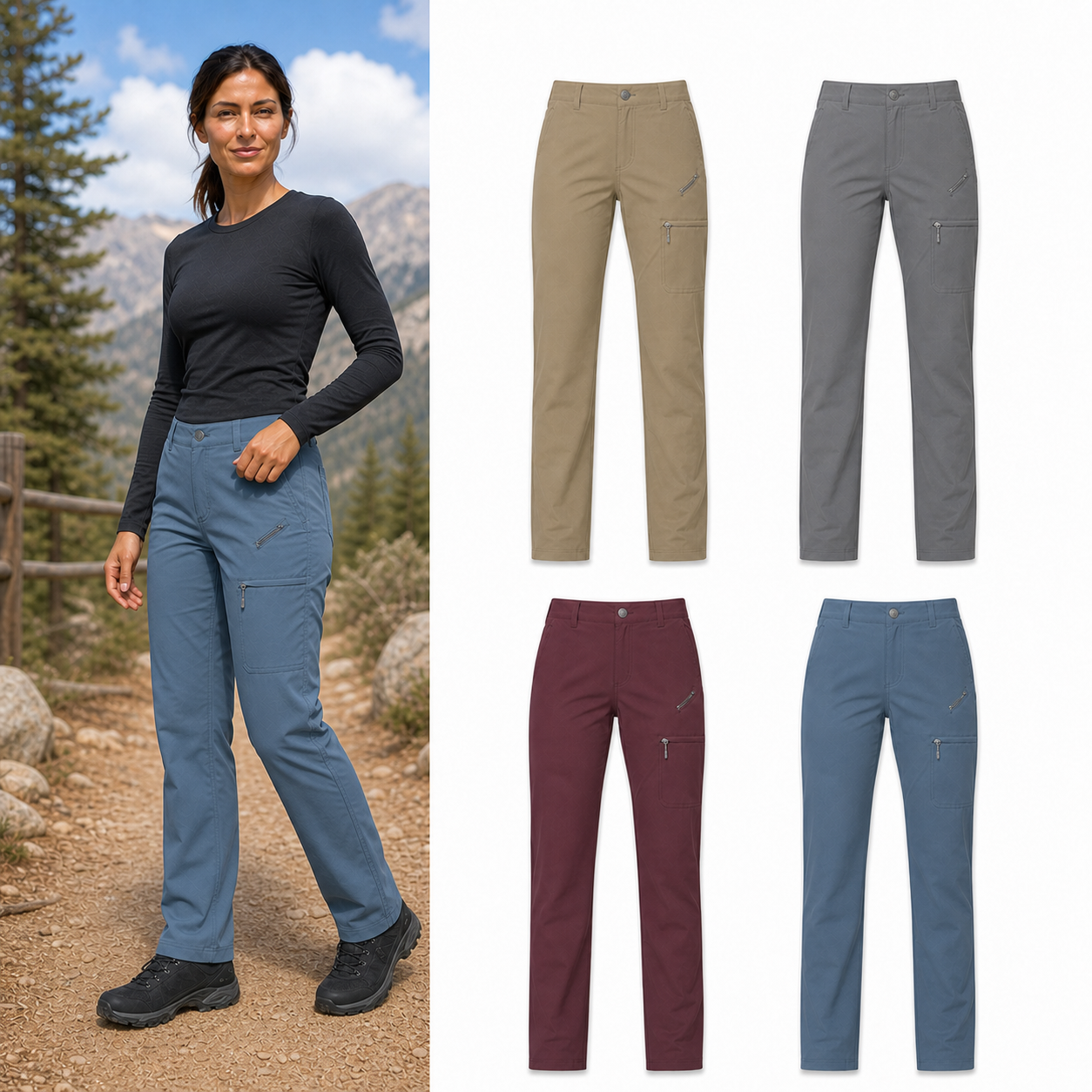Four-color women's hiking cargo pants set B