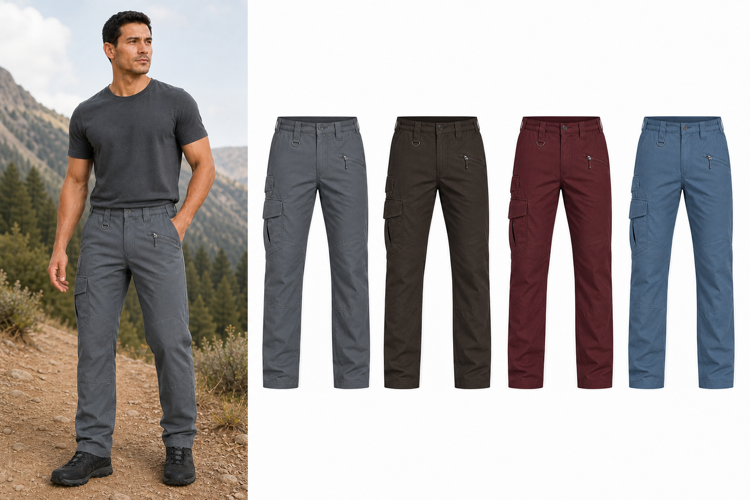 Four-color men's cargo hiking pants set B