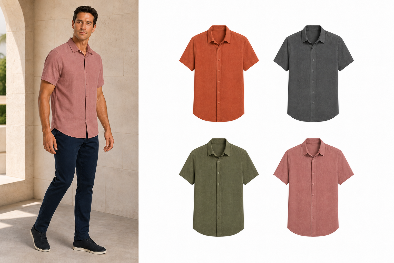 Men's linen-viscose shirt mixed four pack B