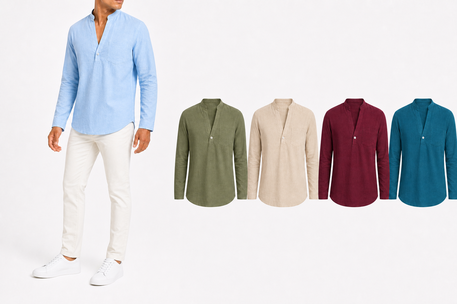 Men's split-neck shirt mixed four pack B