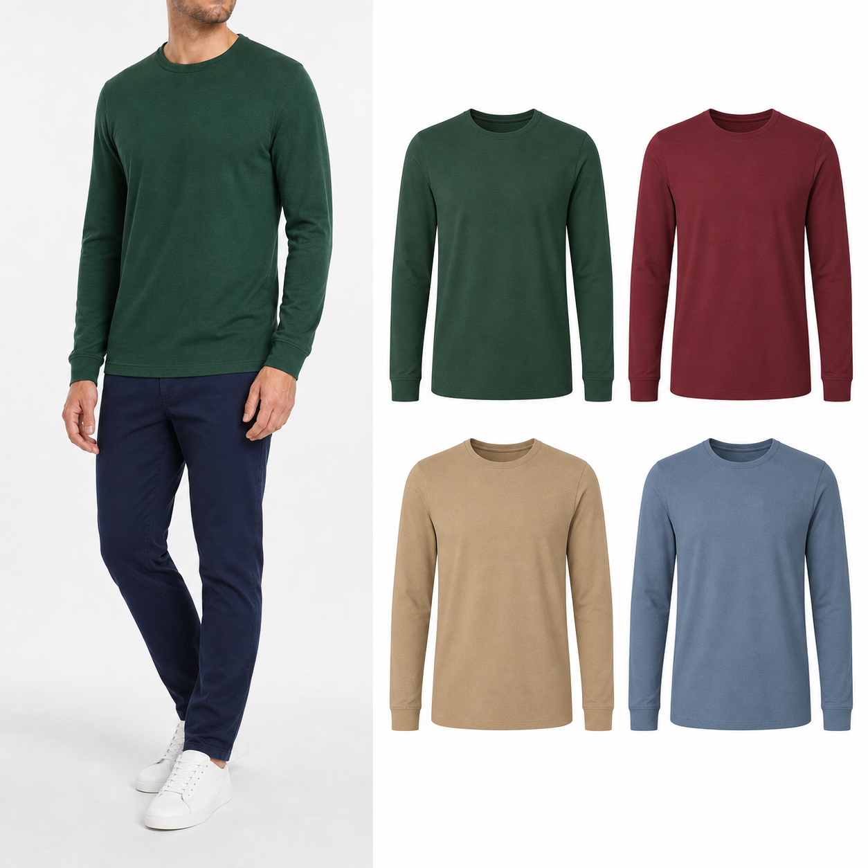 Four-color men's long-sleeve T-shirt set B