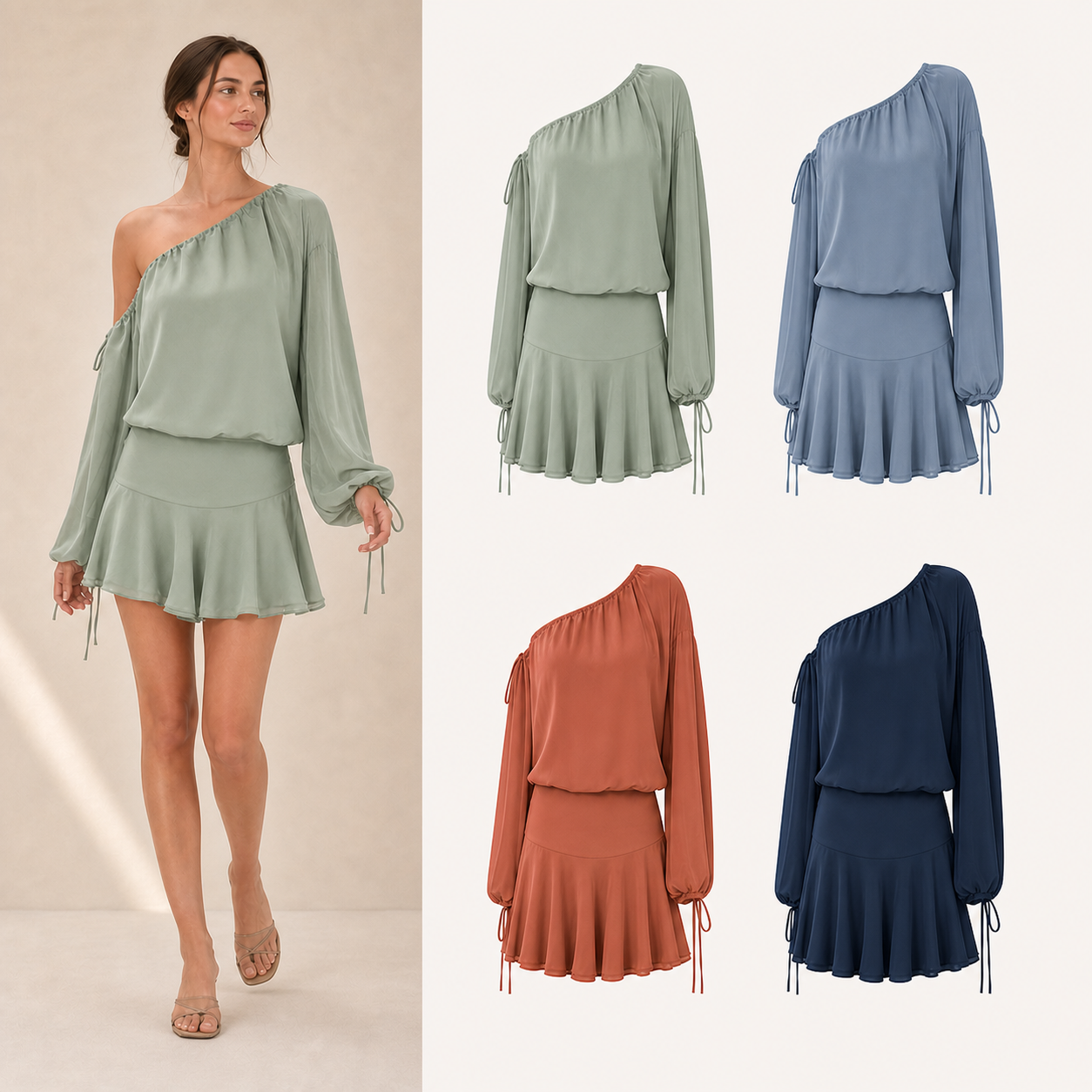 Women's one-shoulder skirt set mixed four pack B