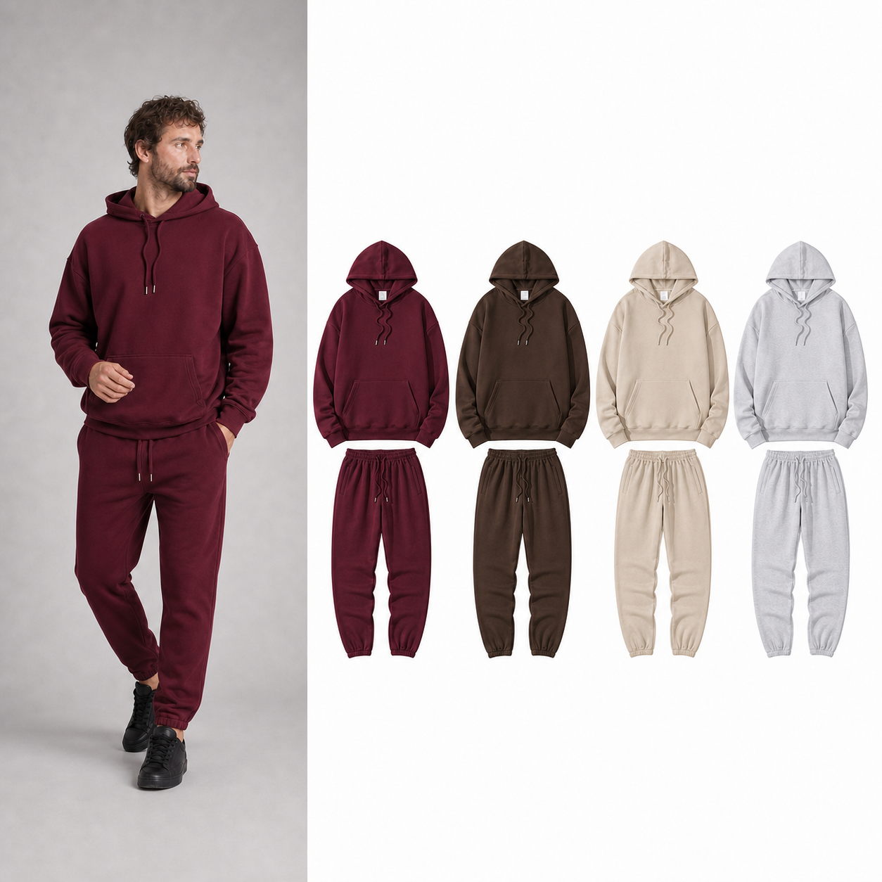 Four-pack B of men's hoodie and jogger sets
