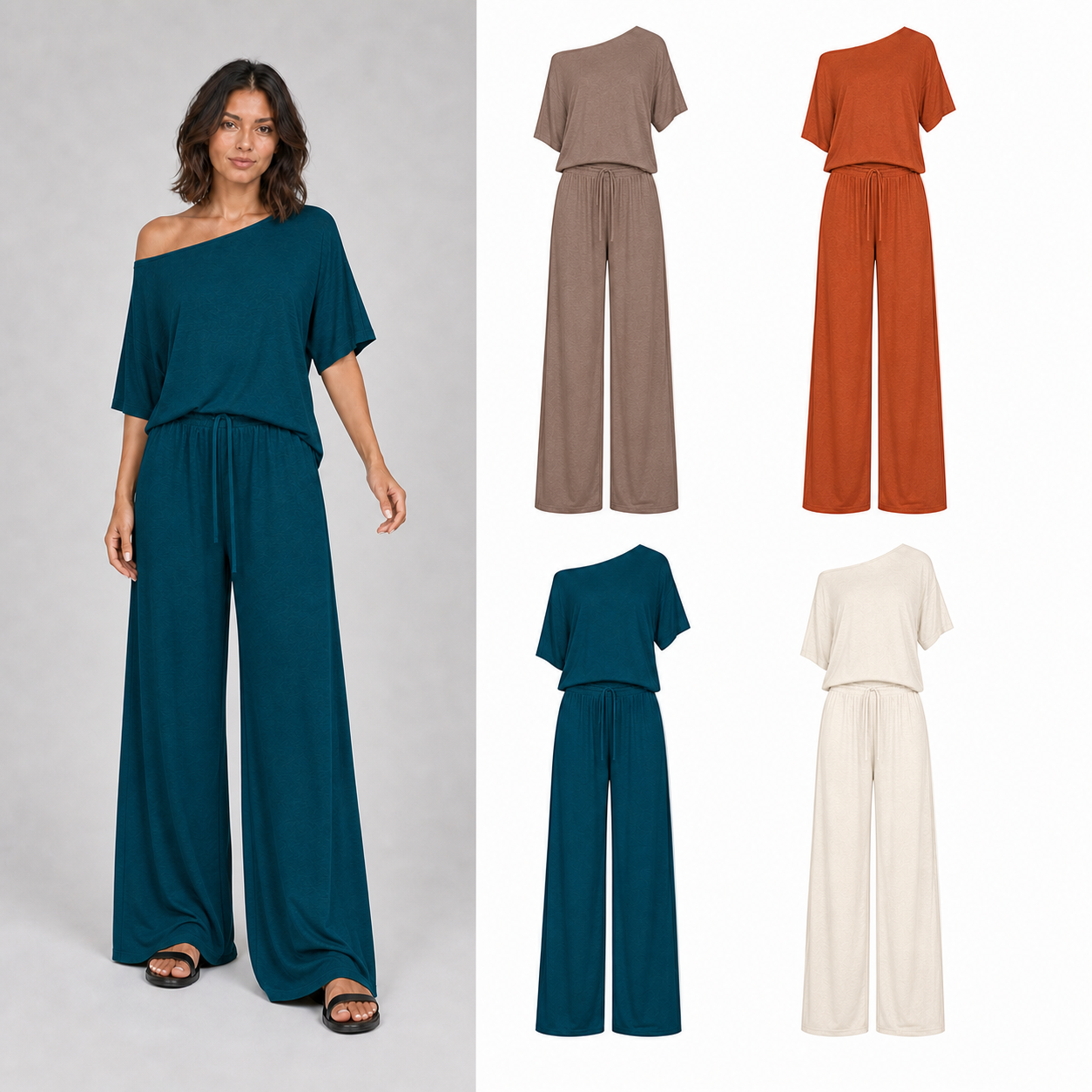 Women's one-shoulder wide-leg set mixed four pack B