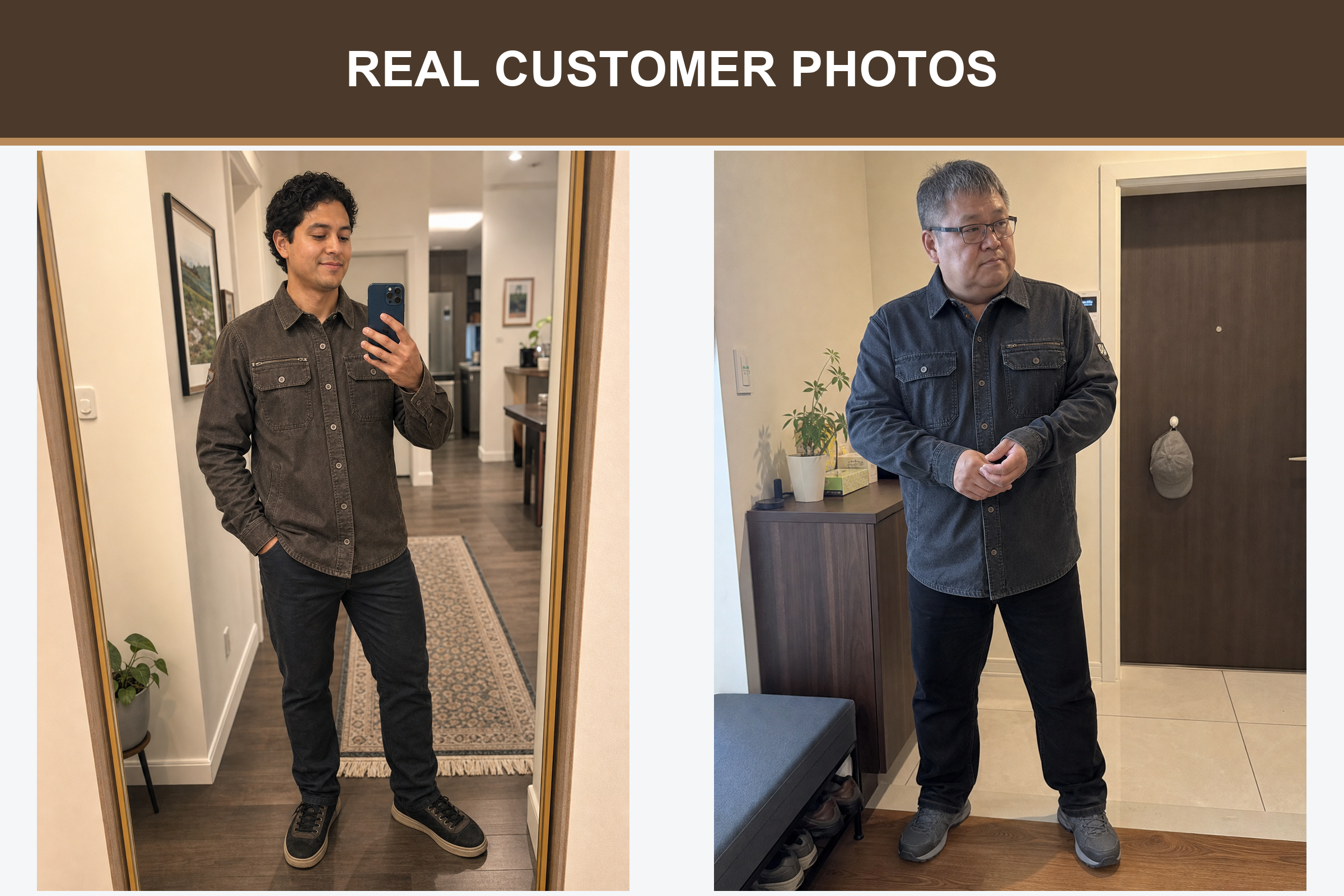Real customer photos wearing canvas field jackets