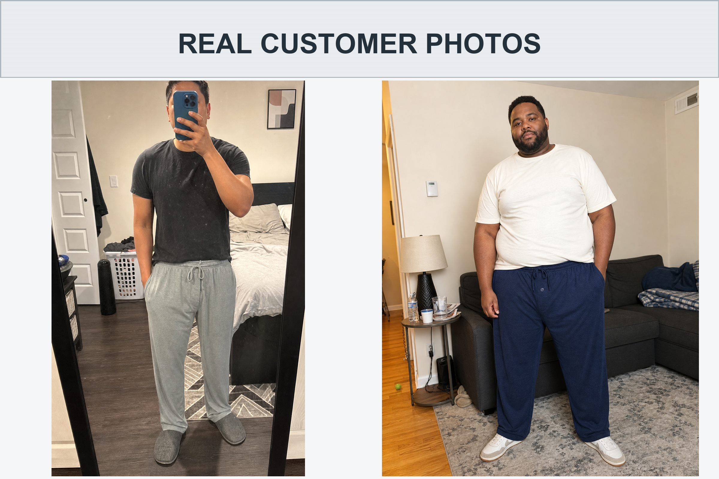 Real customer photos of men's knit lounge pants set one