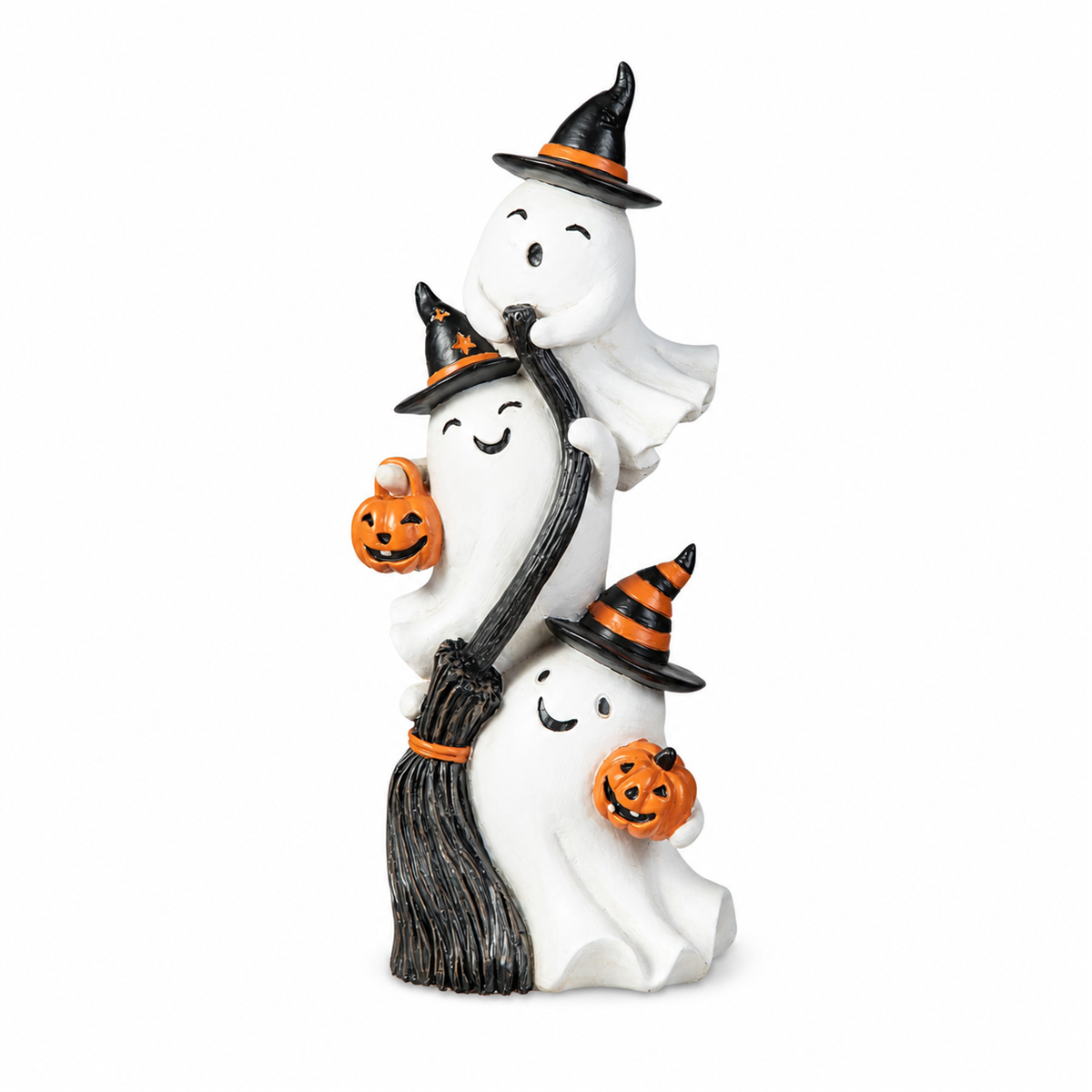 Spécial Halloween – décoration de table avec trois fantômes sorciers empilés, 33 cm